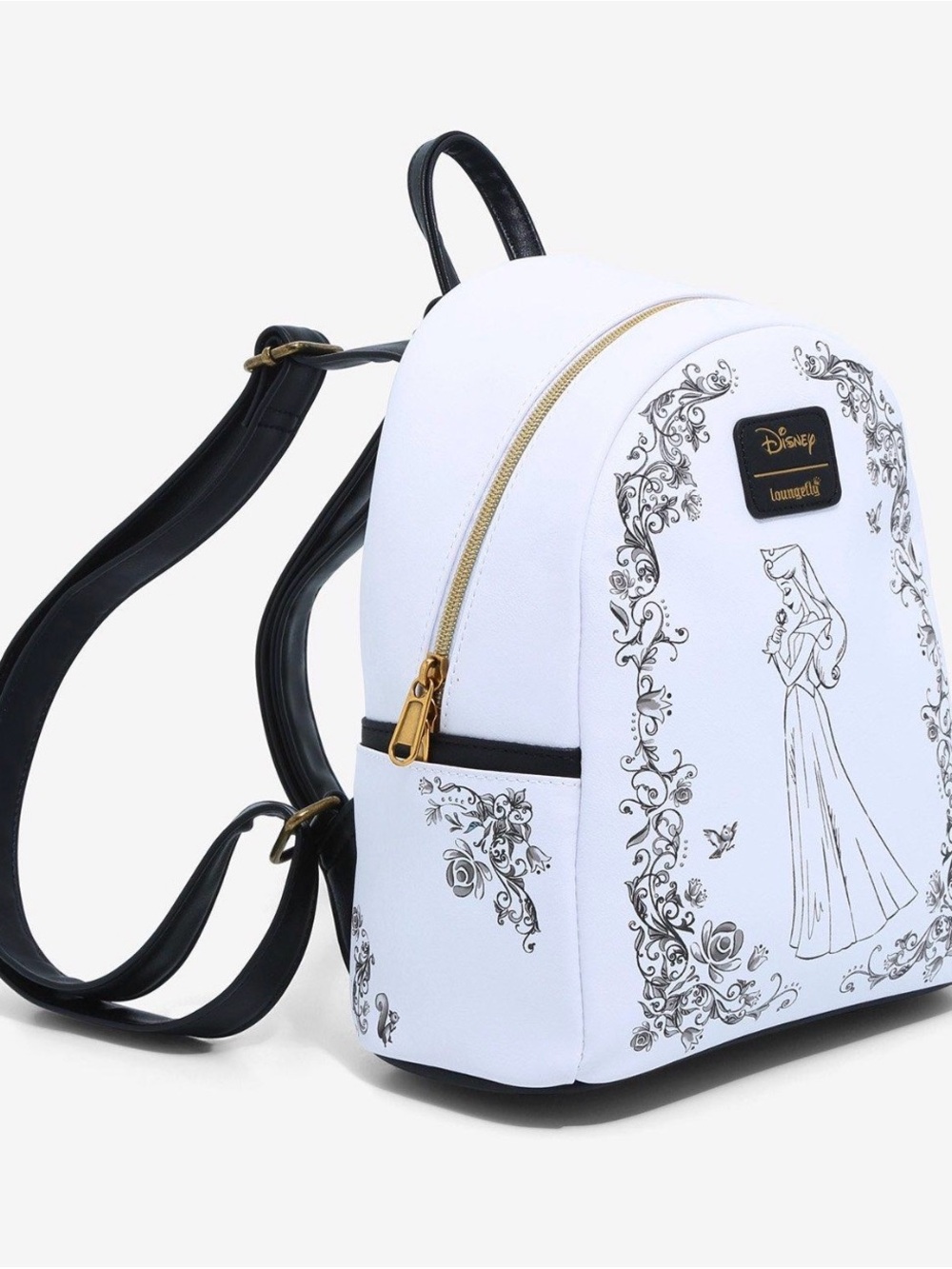 Loungefly/Hot Topic B&W floral Aurora mini backpack- NWT - Picture 2 of 3